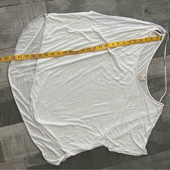 Free People Pluto Linen Blend one shoulder Drape Oversized Burnout tee Shirt S - Picture 15 of 16